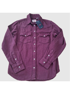 NWT Levi's Womens XS Long Sleeve Cowgirl Western Button Down Shirt Windsor Wine